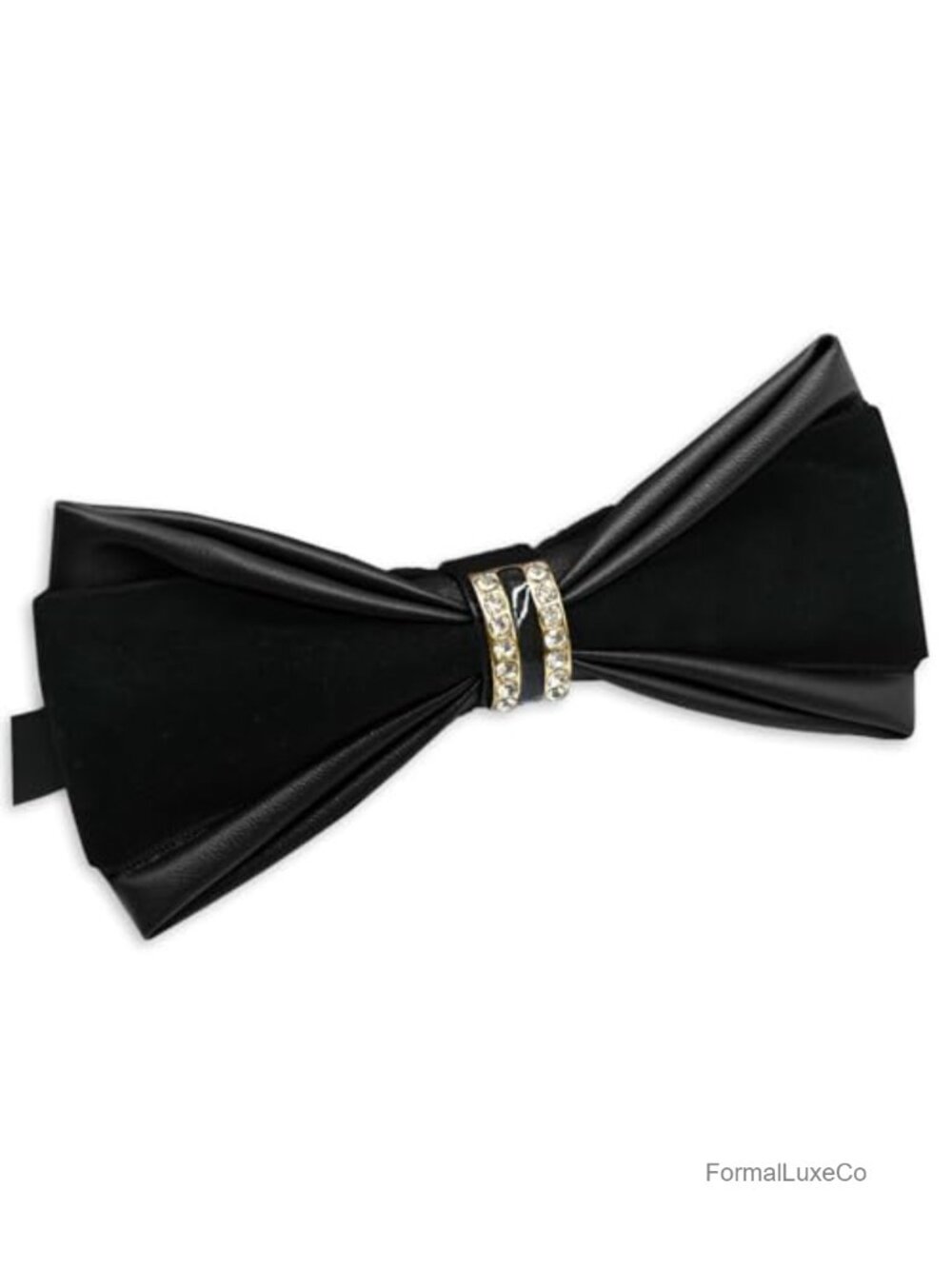 PU Leather Velvet Bow Tie Men Pre-Tied Rhinestone Butterfly